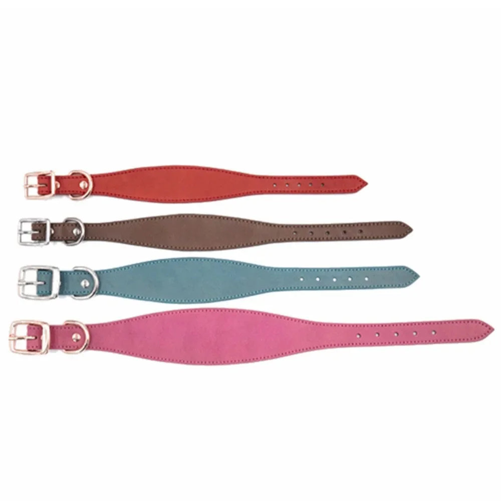 Simple and Adjustable Real Leather Greyhound Collar Wide Huibit Collar Adjustable for Small and Medium Dog Collars Pet Supplies