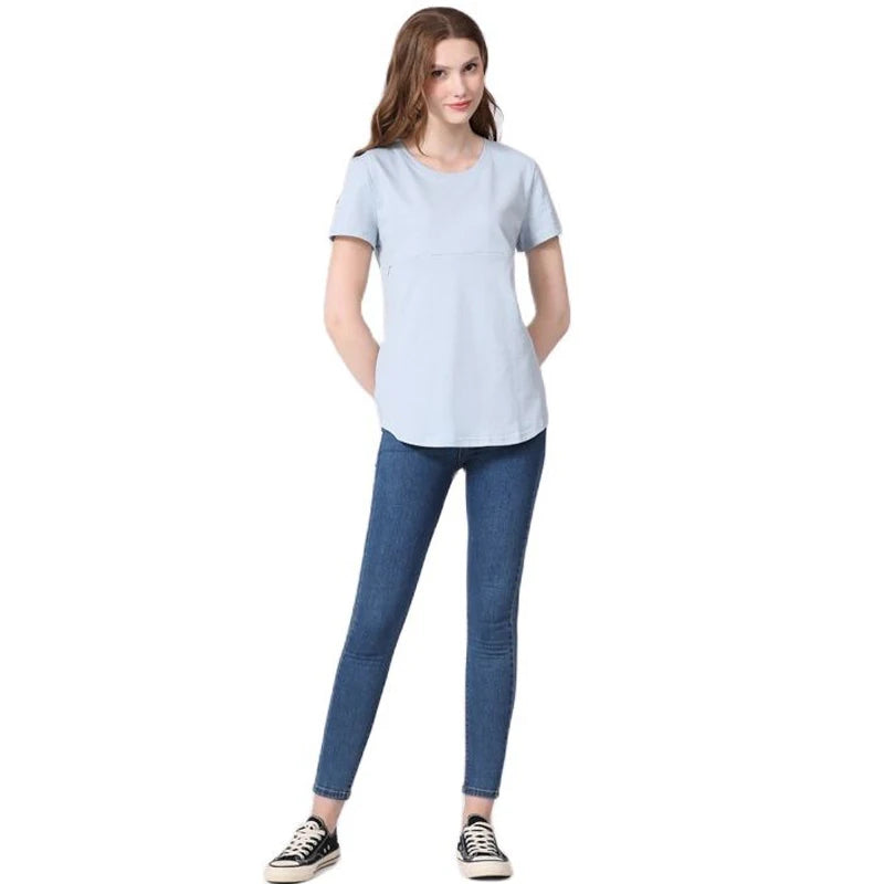 Emotion Moms Summer Invisible Zipper Pregnancy Maternity Top Lactation Clothing Breastfeeding For Pregnant Women Big Size