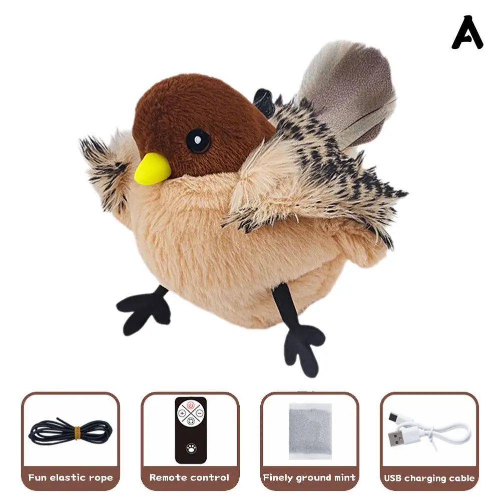 Flappy Bird Interactive Cat Toy Remote Control USB Rechargeable Pet Cat Plush Toy Flapping Bird Toy Stimulate Hunting Instincts