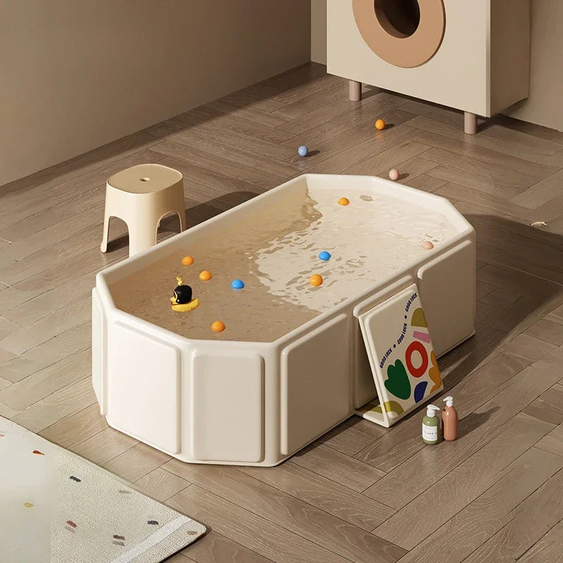 Durable Baby Bathtub Foldable Infant Bath Basin Thickened Large Portable Hot Tub with Shower Function for Home Travel Car Use