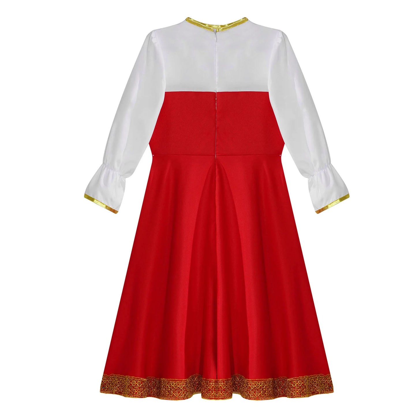 Kids Girls Russian Traditional Dance Costume Halloween Cosplay Festive Party Outfit Russian Fancy Dress with Headpiece Set 2-8Y