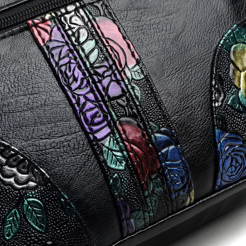 Luxury Soft Leather Women Messenger Shoulder Handbags and Purses Flowers Multi-pocket Crossbody Mommy Bag Ladies Sac 2022 New