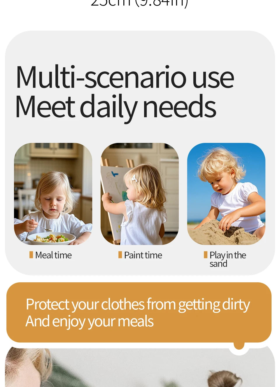2Pcs/Set 100%Polyester Waterproof Baby Bibs,Lively and Adorable Shoulder Design Sleeveless Smock Feeding Bib Apron