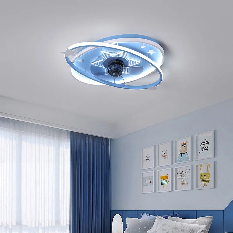 with light small ceiling fan Led kids light with fan Chandelier For Home Bedroom Lamp 3 Color Dimmable remote control fan light