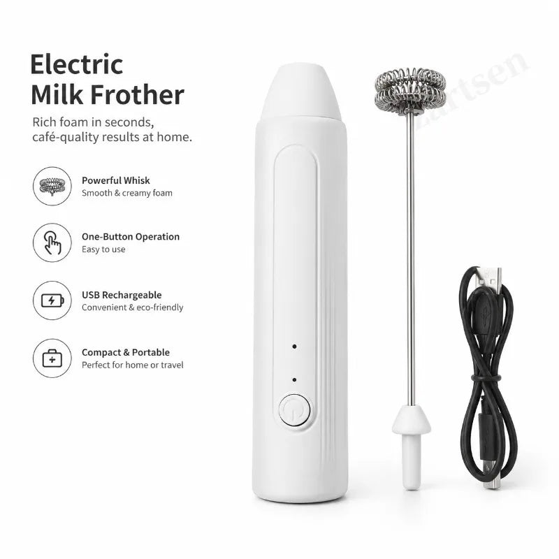 Electric Coffee Frother/MILK Whisk+Egg Beater MINI Food Blender USB Rechargeable Handheld Three Speeds Espresso Tools