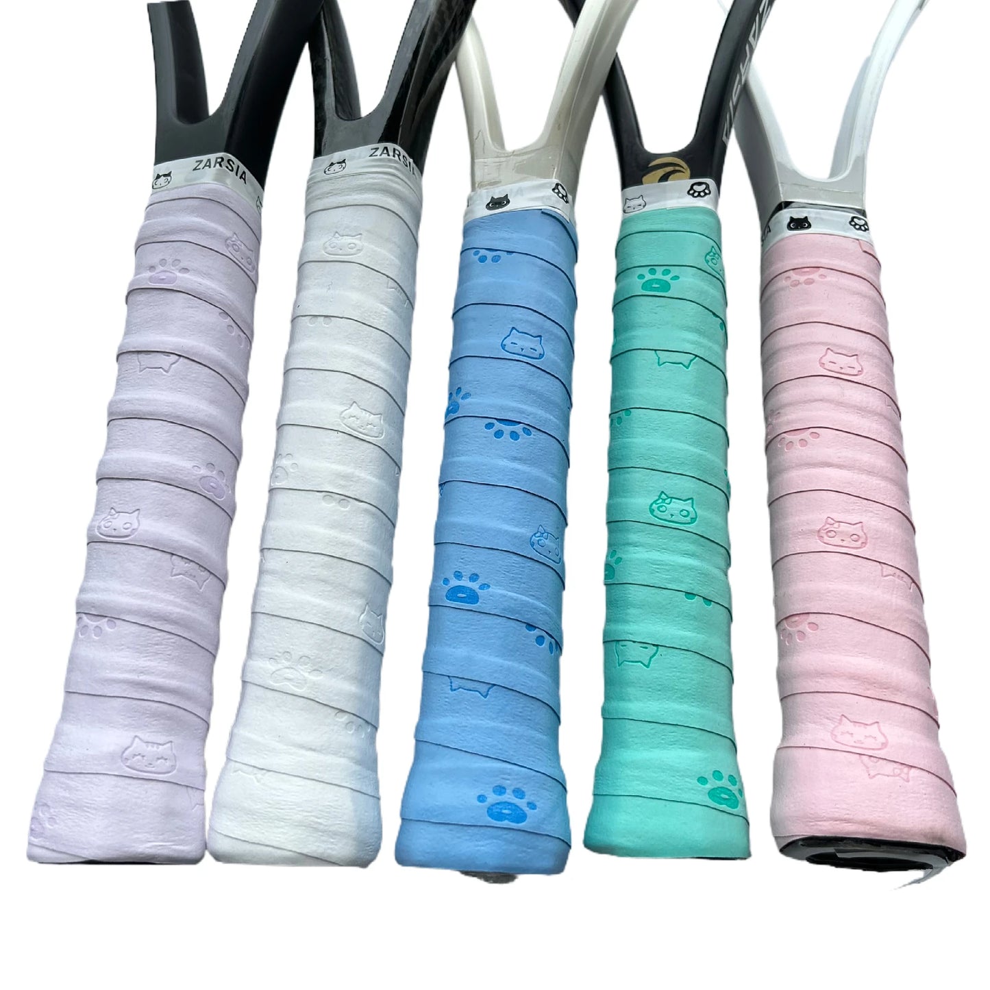 3/15/50Pcs ZARSIA NEW 2024 Embossed Sticky Tennis Overgrips,Badminton Racket Over Grip Anti-slip Cat Cartoon Sweatbands