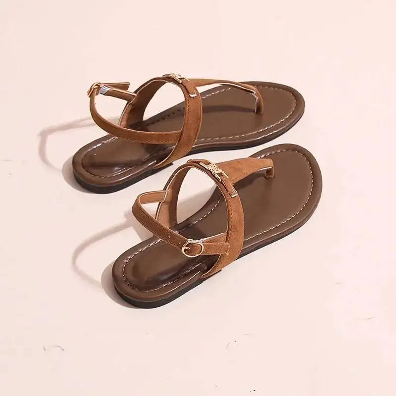 2025 Women's Shoes Fashion Daily Sandals Women Buckle Strap Flat With Outdoor Open Toe Female Shoe