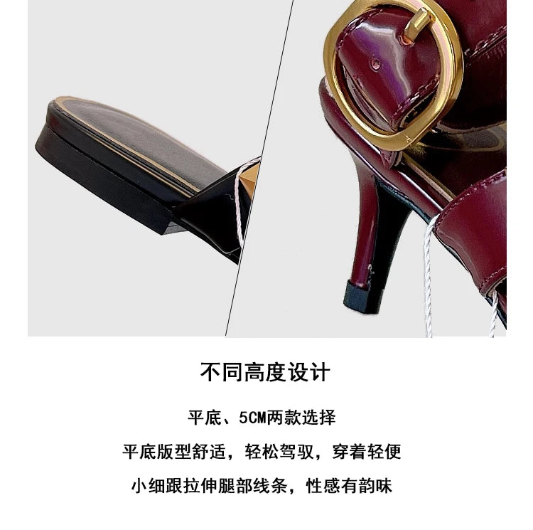 Women's Fashion Rivet High Heels 2023 Spring/Summer New Baotou Sandals Pointed Single Shoes