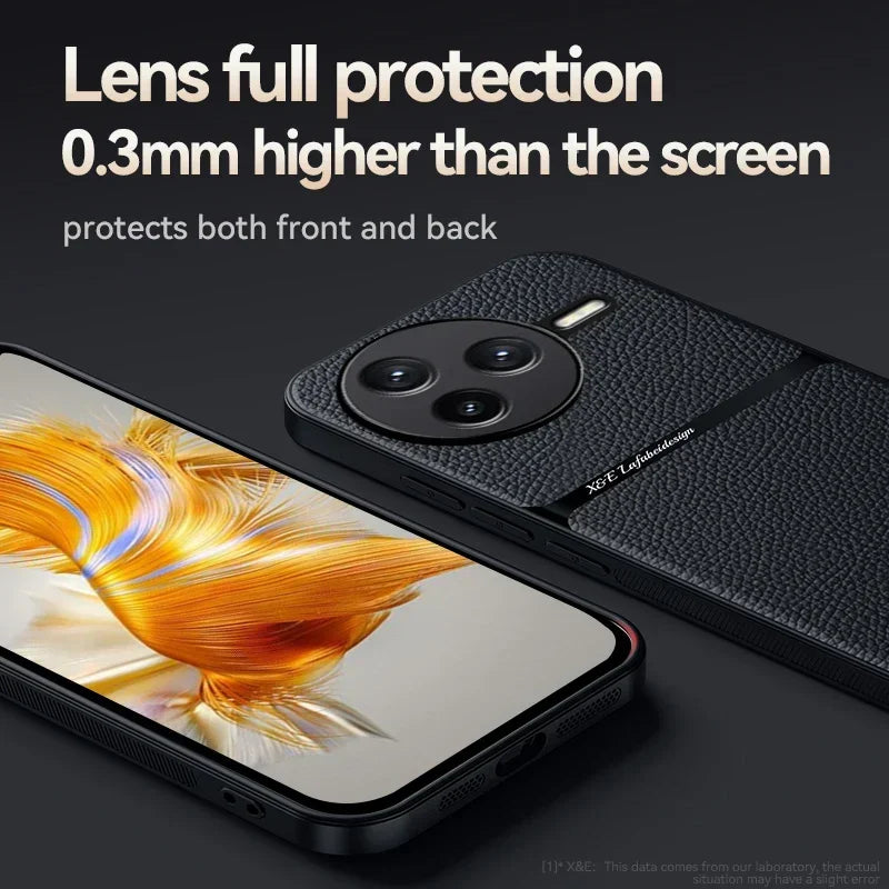 Car Magnetic Hilder Texture Leather Case For POCO F7 Ultra Soft Silicone Protection Shockproof Cover
