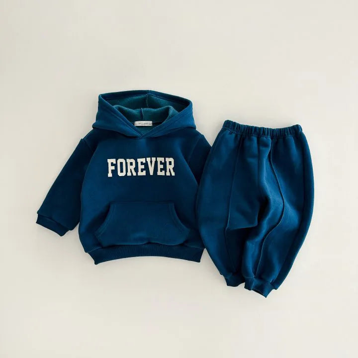 Winter New Baby Warm Clothes Set Infant Fleece Hooded Sweatshirt + Pants 2pcs Suit Plus Velvet Thick Children Sports Outfits