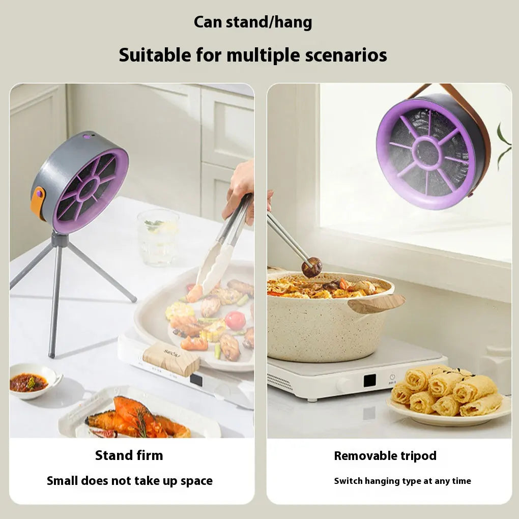Desktop Range Hood with Filtration Kitchen Fan Portable Smoke Extractor with 3 Speeds for Outside Camping and Household