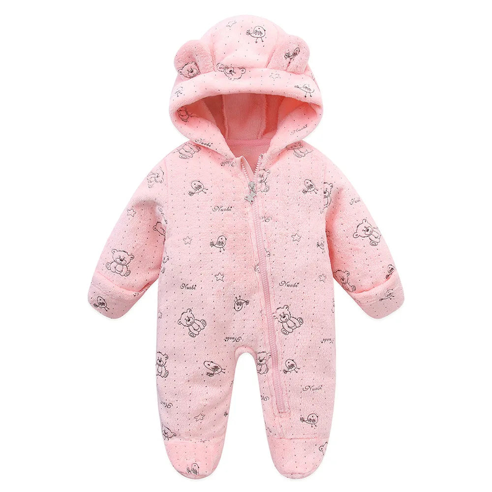 Newborn Baby Flannel Rompers Soft Warm Autumn Winter Bodysuit For Boys Girls Bear Stars Jumpsuit 3-12m Newborn Casual Clothes
