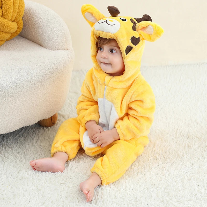 MICHLEY Carnival Dinosaur Baby Winter Costume Rompers Clothes Cute Cartoon Jumpsuit Bodysuit Overall Unicorn For Girls Boys Kid