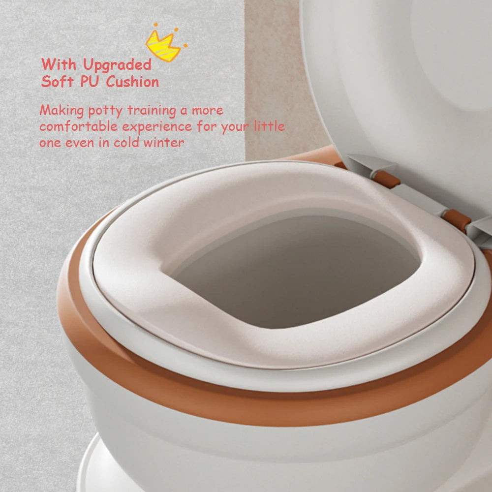 Baby Potty Toilet Seat Realistic Potty Training Seat for Toddlers Boys Girls Soft PU Pad Wipe Storage Music Playing Function