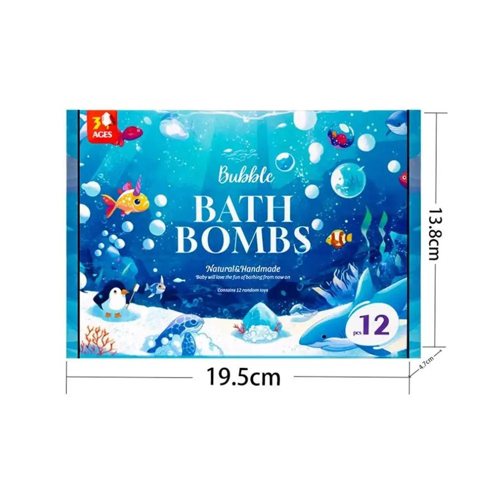 12PCS Flower Fruit Sea Salt Bubble Ball Bath Set with Surprise Toy,Kid Bath Gift Ocean gentle & safe Bath Bubble Ball Set ﻿