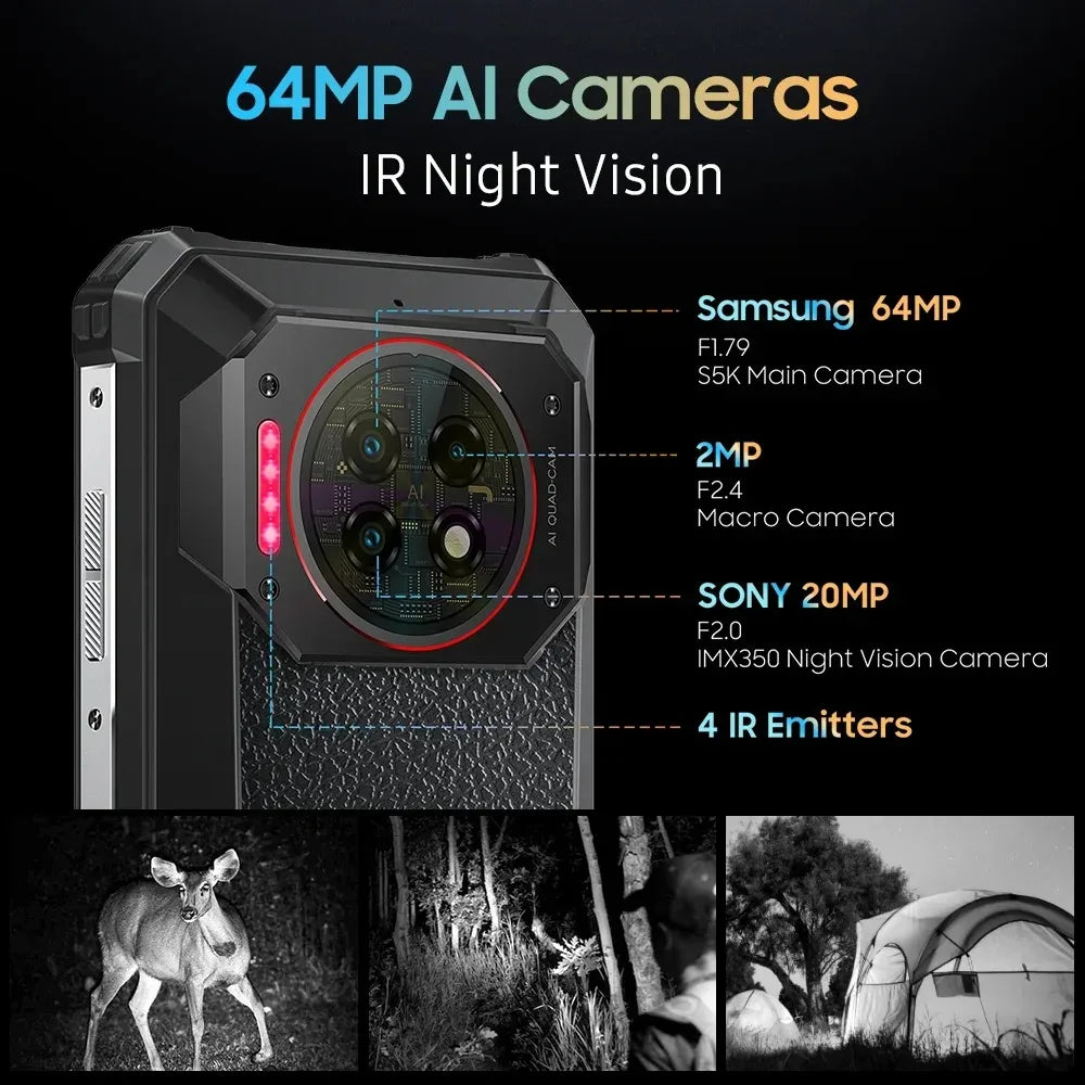 Rugged Phone Oukitel WP19 Pro Helio G99 Cellphone 22000mAh 24GB 256GB Smartphone 64MP Camera  120Hz Mobile Phone