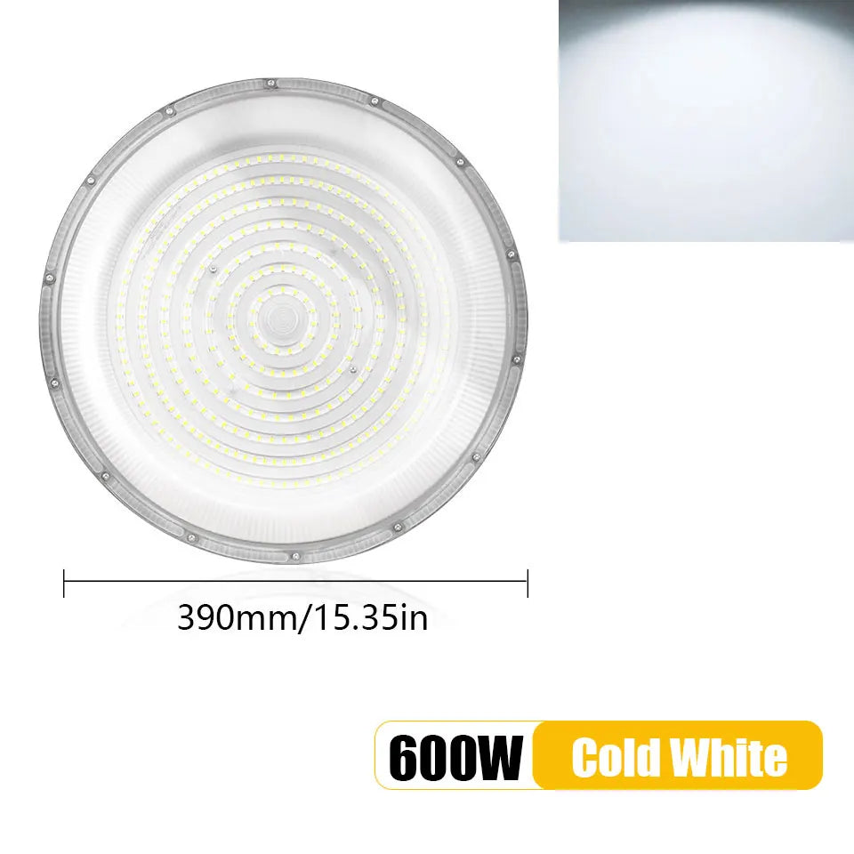 LED UFO High Bay AC85-265V 50W-600W Industrial Lighting Ceiling Light Market Warehouse Garage Gym Factory Sewing Machine Light