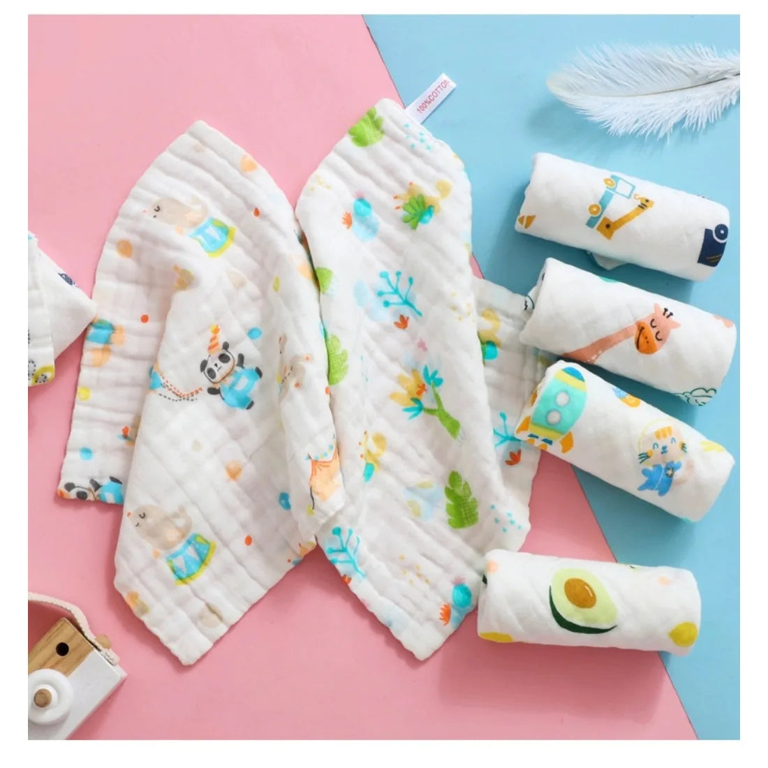 30*30cm Baby 6 Layers Cotton Towel Soft Baby Towels Handkerchief Bathing Feeding Washcloth Wipe Burp Cloth Lot Muslin 3/5pcs