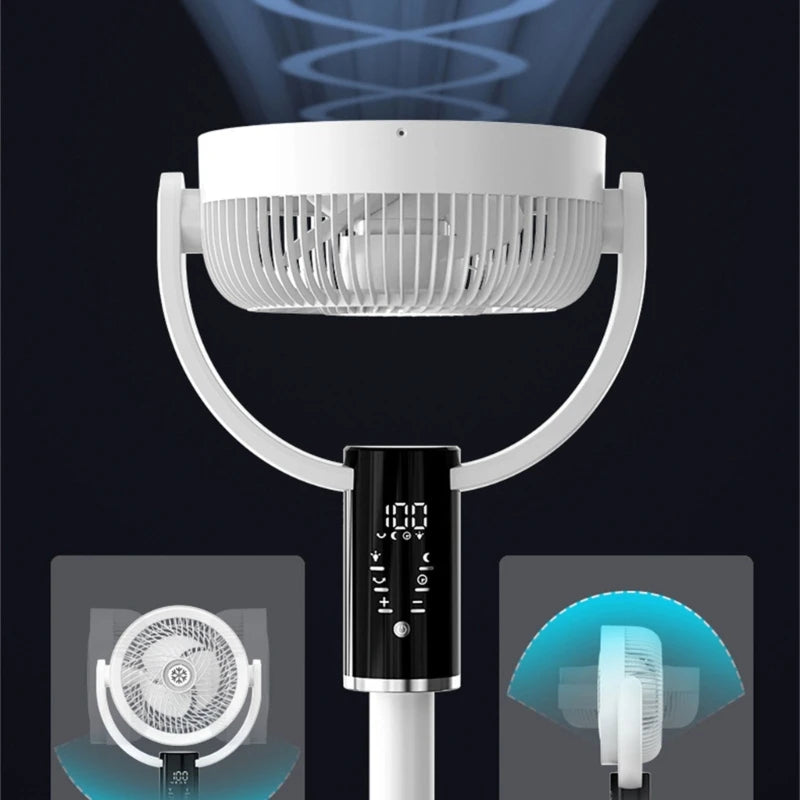 High Efficiency Floor Fan with Wide Angle Airflows Distribution Portable Air Circulator Remote Control Bedroom Quiet Fan