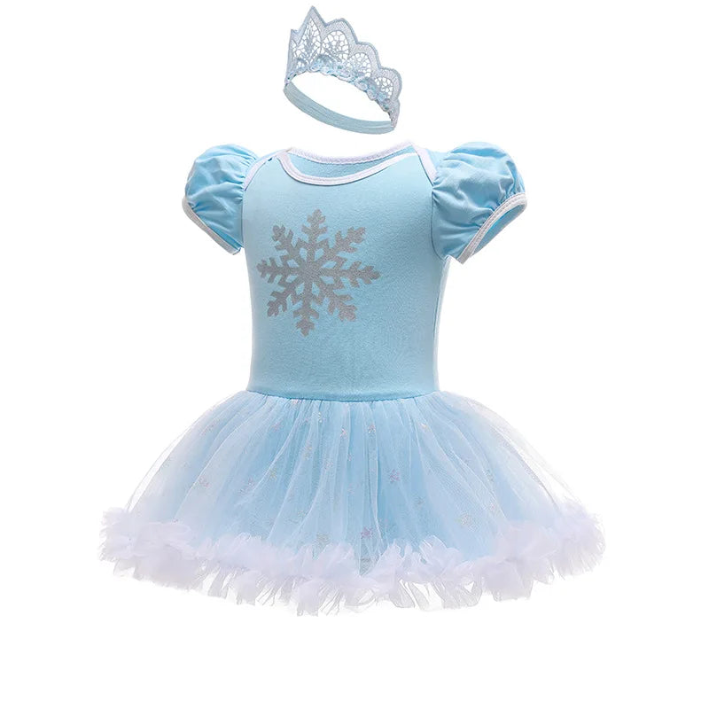Baby Girls Belle Princess Outfit Anna Elsa Infant Baby Dress Kids Romper Witch Halloween Cosplay Clothes Birthday Costume Dress