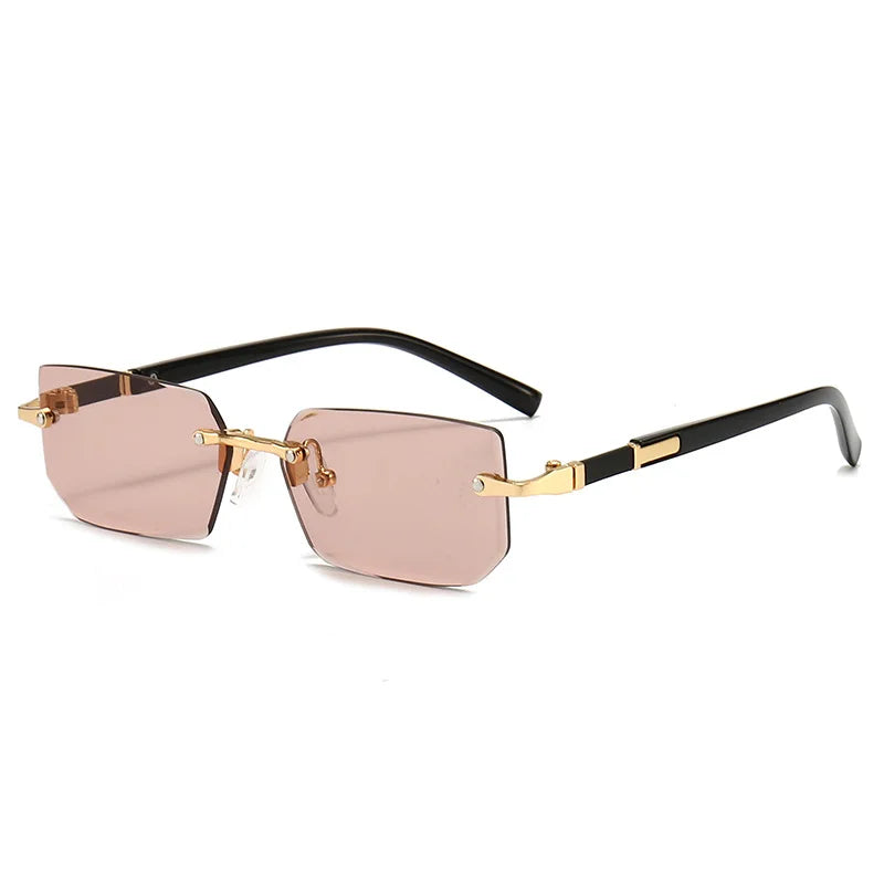 Rimless Sunglasses Rectangle Fashion Popular Women Men Shades Small Square Sun Glasses For Female Male Summer Traveling Glasses