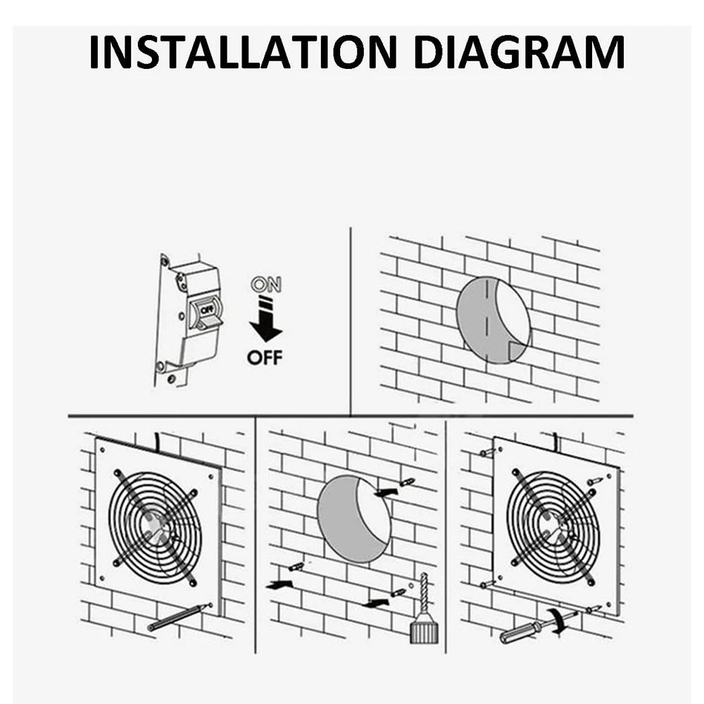Silent Exhaust Fan Wall-Mounted 4-Inch 100mm Window-Type Bathroom Exhaust Fan Ventilation and Air Exchange Fan Duct Extractor