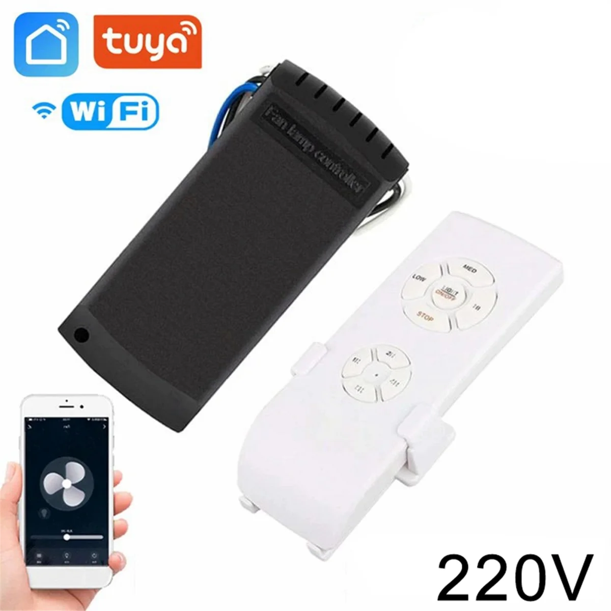 New Tuya WiFi Smart Ceiling Fan Remote Control Kit APP Control Smart Home Adjusted Wind Speed for Alexa Home,220V