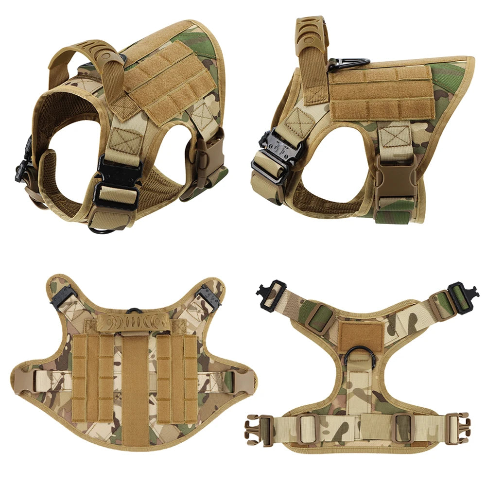 Military Dog Harness Collar Leash Molle Pouches For Medium Large Dogs Pet German Shepherd Training Walking Vest Dog Harnesses