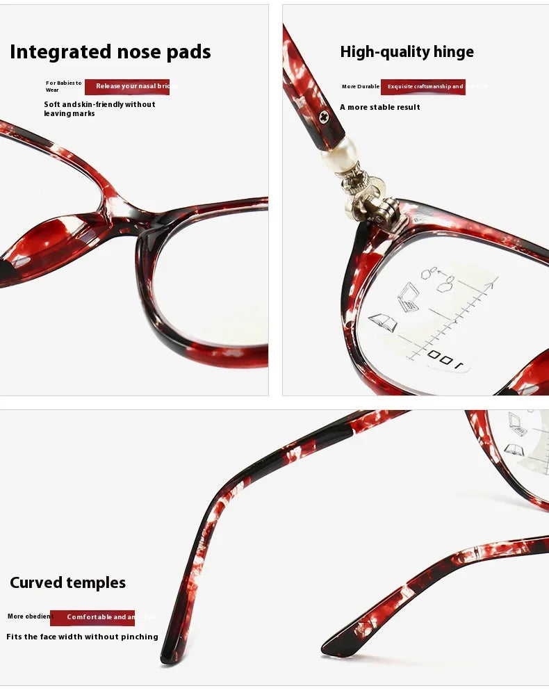Progressive Multi Focus Anti Blue Light Reading Glasses, Fashionable Dual-purpose Reading Glasses for Both Near and Far Use