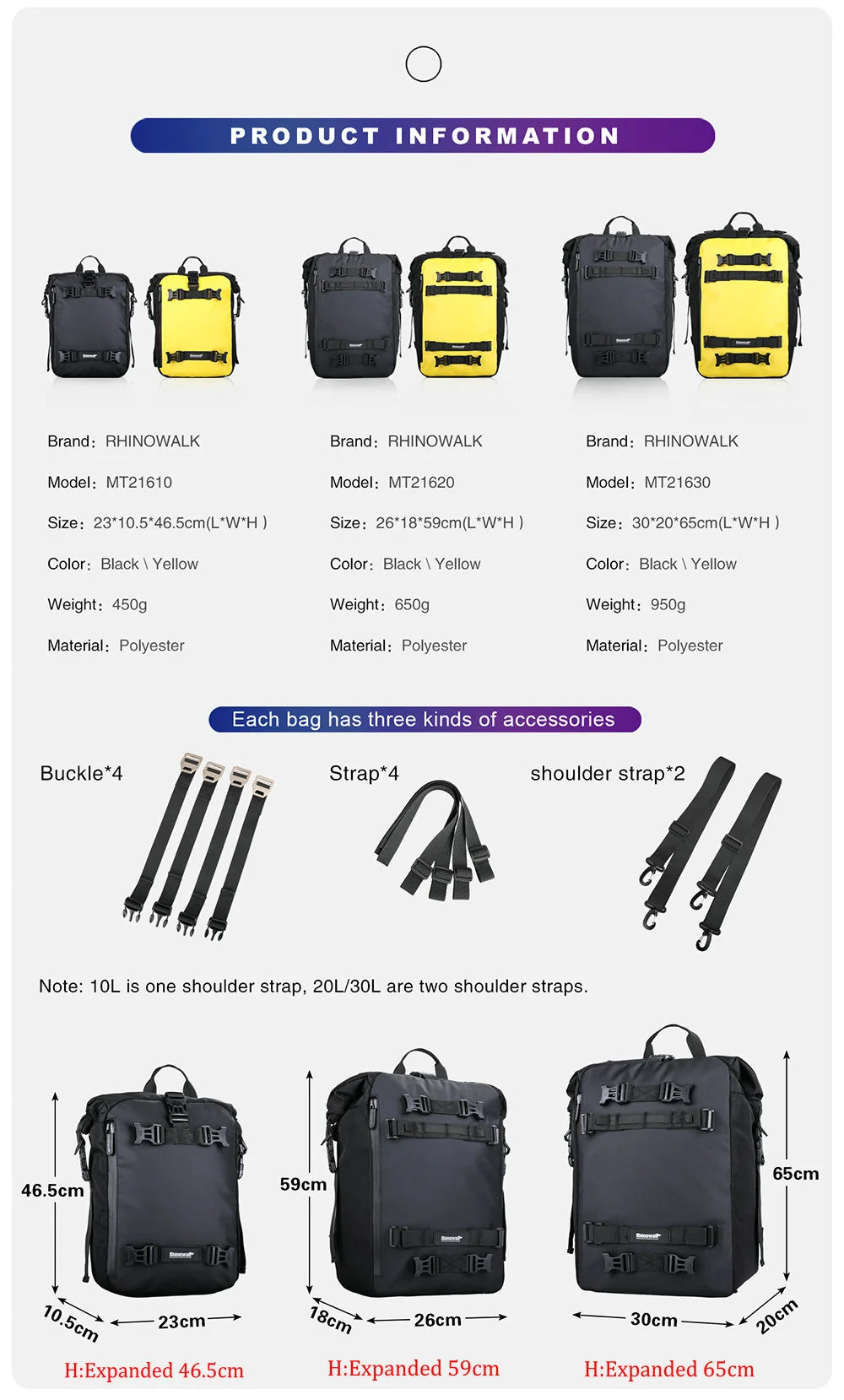 Rhinowalk Motorcycle Bag 20L Men Backpack Large Luggage Combinable Bag Multifunctional Motorcycle Bag Travel Bag