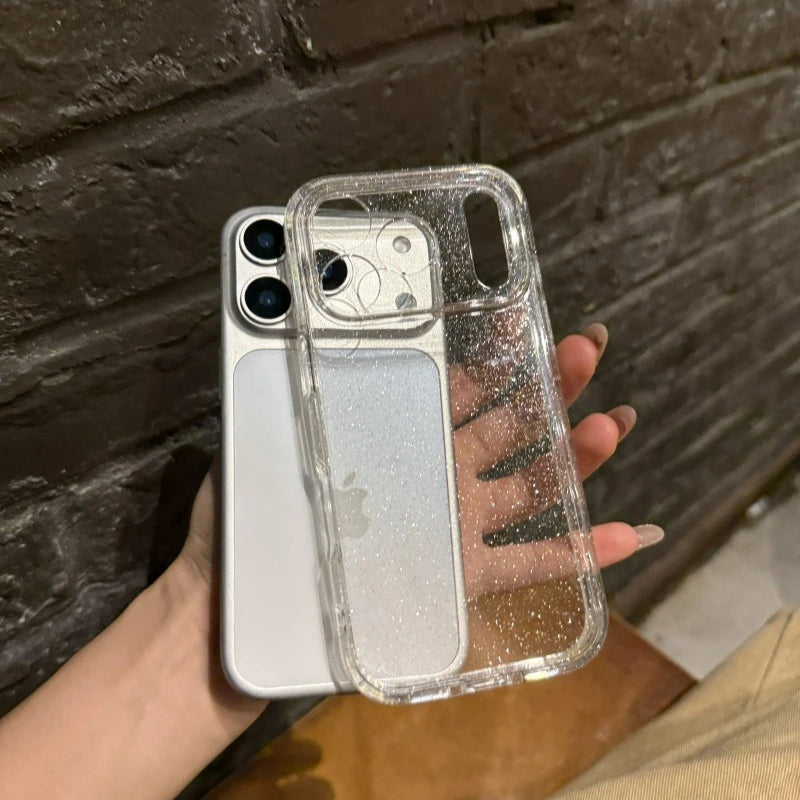 Luxury Soft Silicone Glitter Transparent Phone Case For iPhone  17 Pro Max 11 12 13 14 15 16 Pro Max Air Plus Clear Bumper Cover