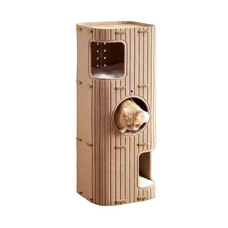 Luxury Multi layer Pet Four season Drilling Integrated Cat Tree Hole Double layer Grab Board Closed Universal Cat House