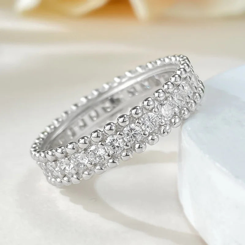 COSYA 1.2cttw Real Full Moissanite Ring D Color VVS1 Lab Diamond Band S925 Silver For Women Bridal Ring Wedding Fine Jewelry