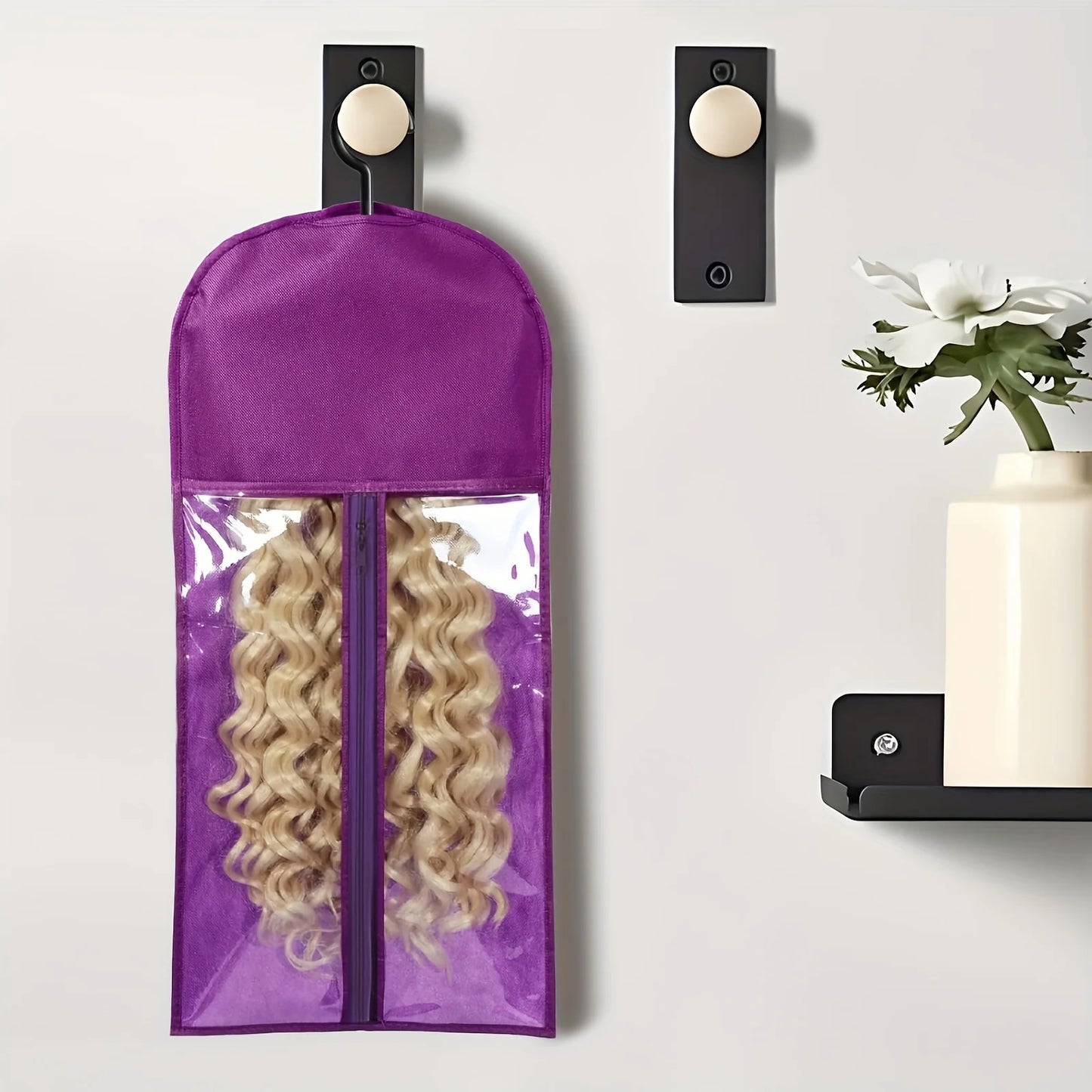 1/3/6pcs Premium Wig Storage Bags with Sturdy Metal Hangers - Black Transparent Design for Multiple Wigs & Hair Extensions