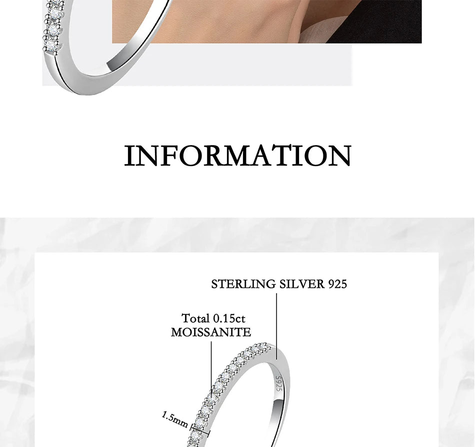 PERFANY GRA Certified Moissanite Ring for Women S925 Pure Silver Classic Eternal Laboratory Diamond Wedding Fashion Jewelry