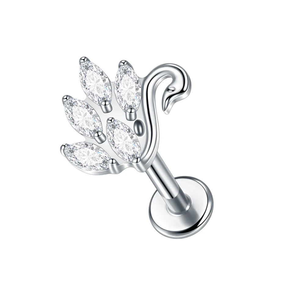 1/5PCS Titanium 16G Tragus Daith Helix Lobe Ear Piercing for Women Leaf Star Zircon Cartilage Stud Earring Piercing Jewelry Gift
