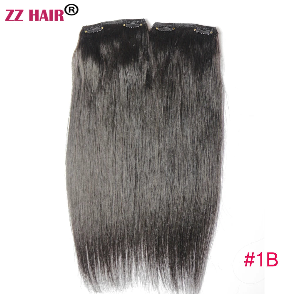 ZZHAIR 100% O Brazilian Human Remy Hair Extensions 16"-24" 2pcs Set 70g 80g Clips-in Two Pieces 2x10cm Natural Straight