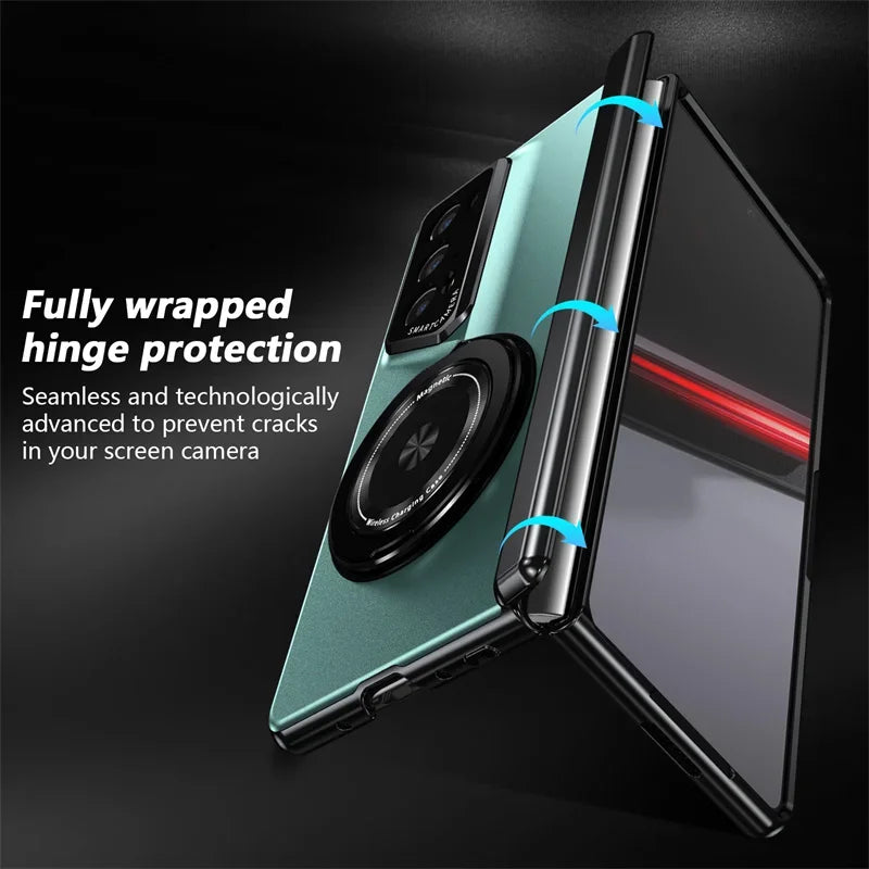 Matte Solid Color Phone Case for Honor Magic V2 RSR Hard Shell Protection Shockproof Film Protector with Holder Cover