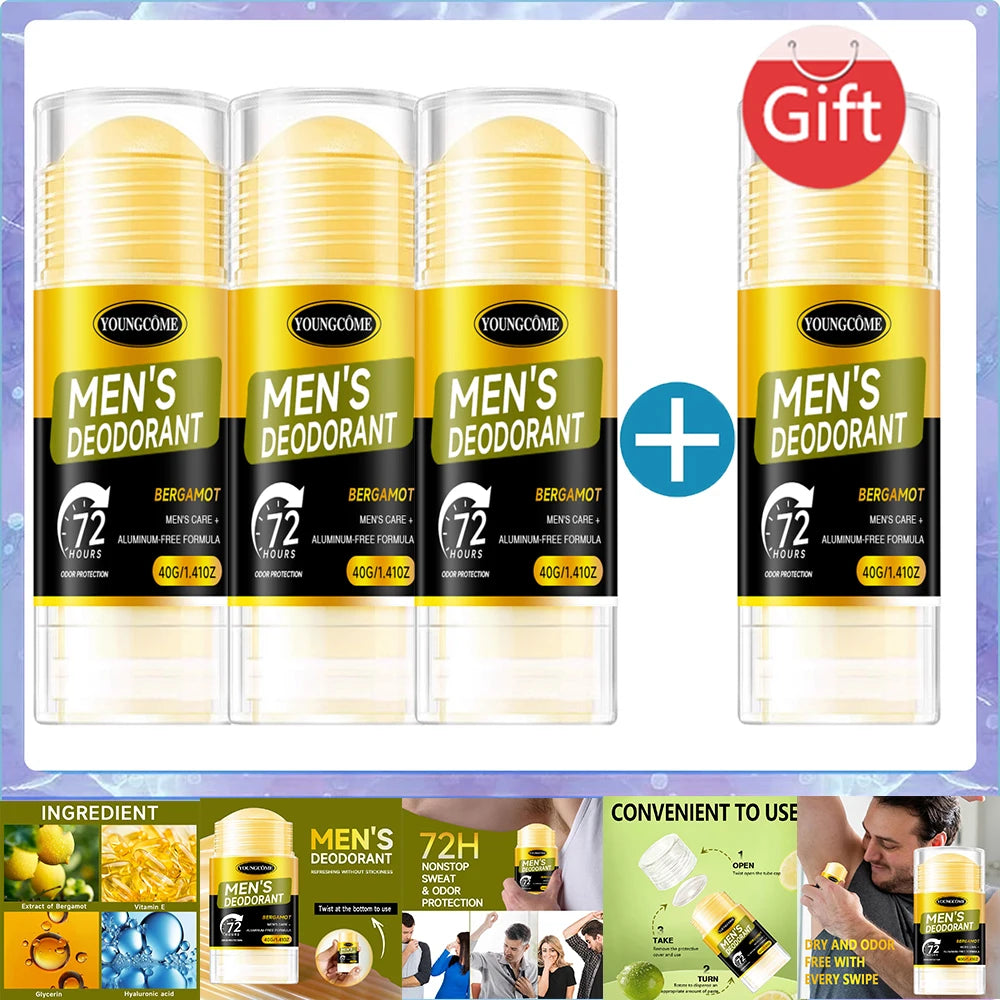 Men Sandalwood Deodorant Stick Anti Sweating Keep Drying Lasting Fragrance Remove Armpit Odor Underarm Refresh Sticks 1/2/4set