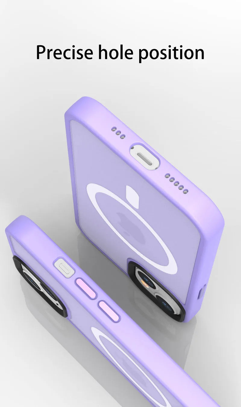 Matte Transparent Case For iPhone 13 12 15 16 17 14 Pro Max Air Cover For MagSafe Wireless Charger Protection Shell Shockproof