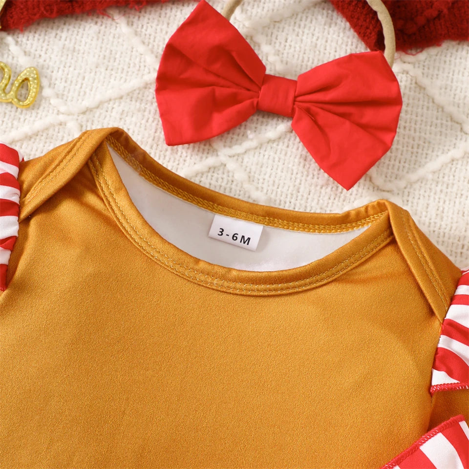 Hot Baby Girl Christmas Outfit Set Infant Toddler Gingerbread Man Costume Winter Xmas Party Holiday Celebration Newborn Clothes
