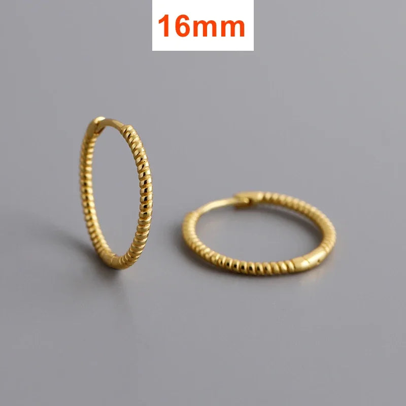 Real 925 Sterling Silver Twisted Rope Shape Hoop Earrings for Women Minimalist Fine Jewelry Light Luxury Accessories