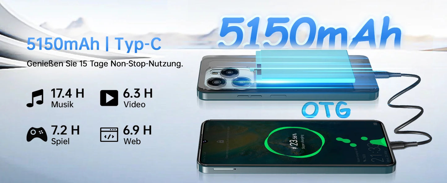 OUKITEL C50 5G Smartphone Without Contract - 24GB+128GB/1TB expandable Mobile Phone Without Contract 6.8 inches 5150mAh Android