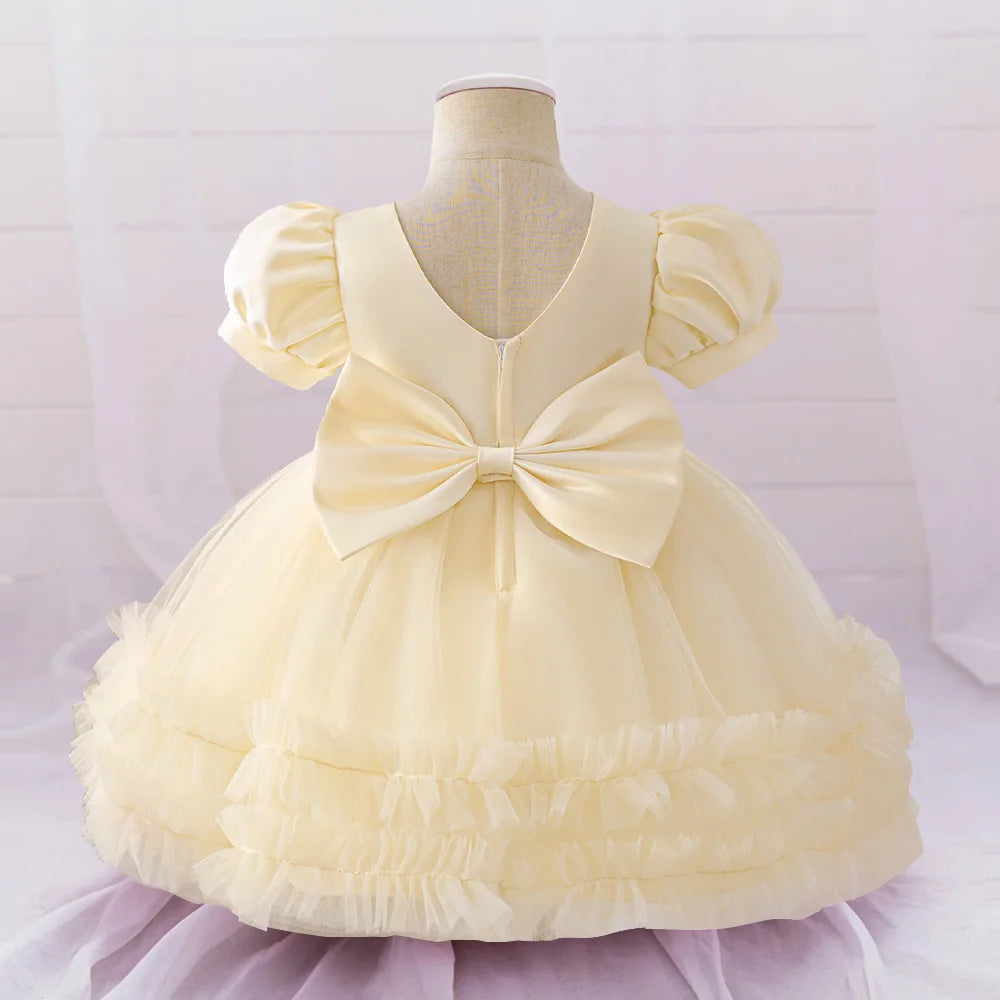 Toddler Sequin Baby Girl Party Dresses Bow Princess Dresses for Girl 1st Birthday Baptism Baby Dress Tutu Lace Wedding Prom Gown