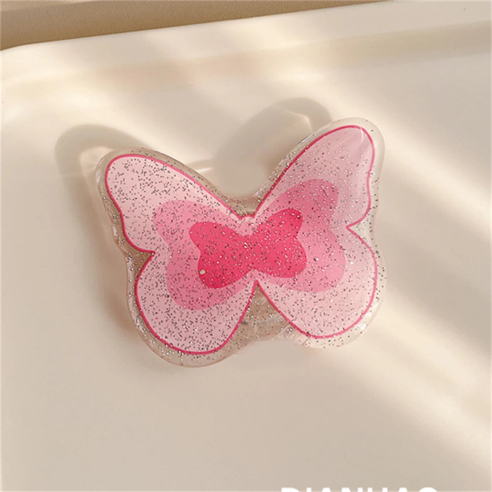 Cute Butterfly Phone Grip Tok Griptok  Holder Ring For iPhone 16 Universal Accessories Lovely Bowknot Phone Stand Bracket Socket