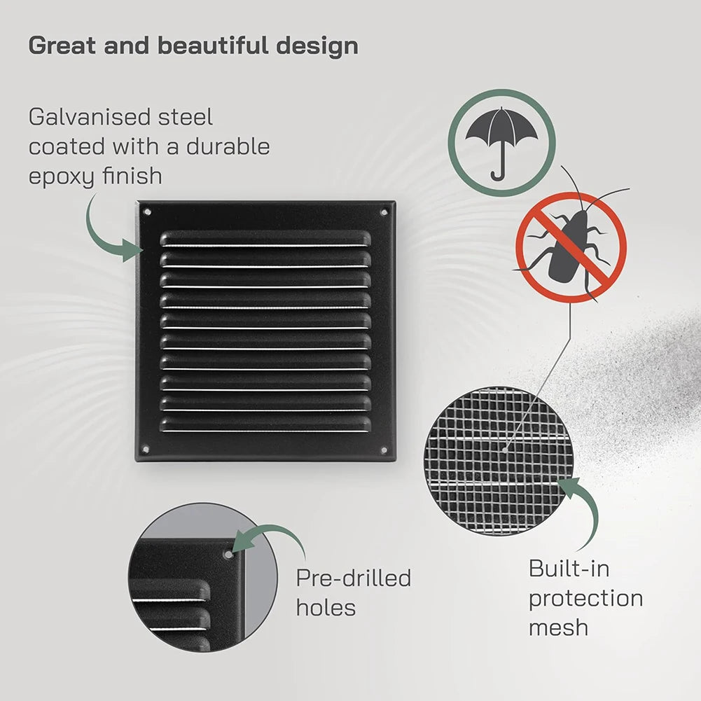 Air Ventilation Cover Louver Vent Grille Cover Square Ducting Ceiling Ventilation Grill Cover Heating Cooling Vent Exterior
