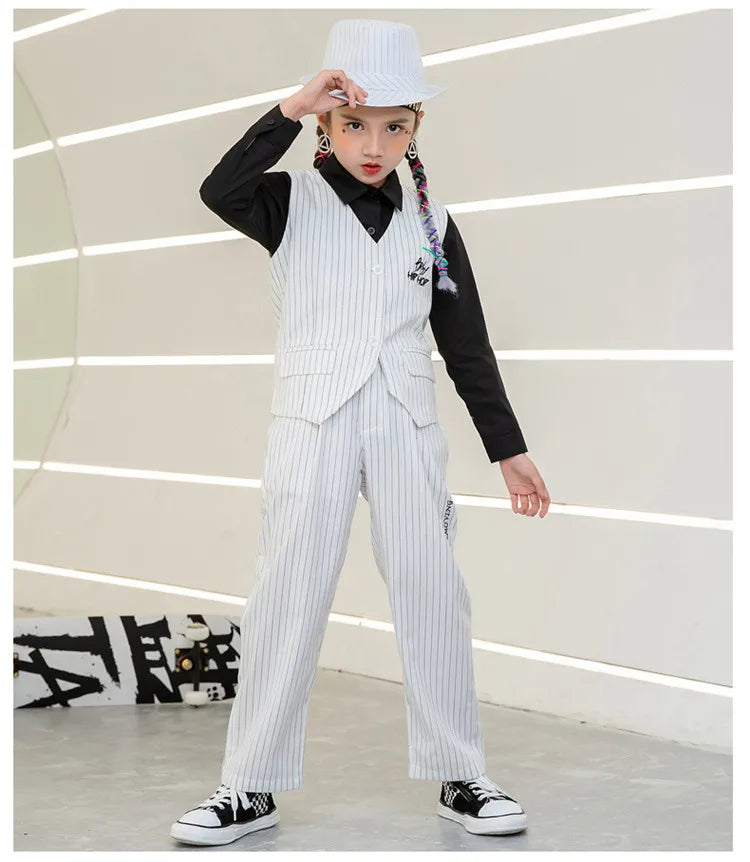 Kids Performance Costume Stage Outfit for Hiphop Dance Clothing Boys Girls Jazz Breaking Streetdance Waistcoats
