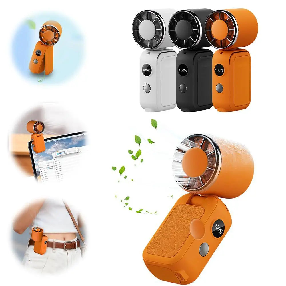 Portable Handheld Mini Fan Foldable Cooling Fans 5 Speed USB Rechargeable Fan with Phone Stand And Digital Display Screen