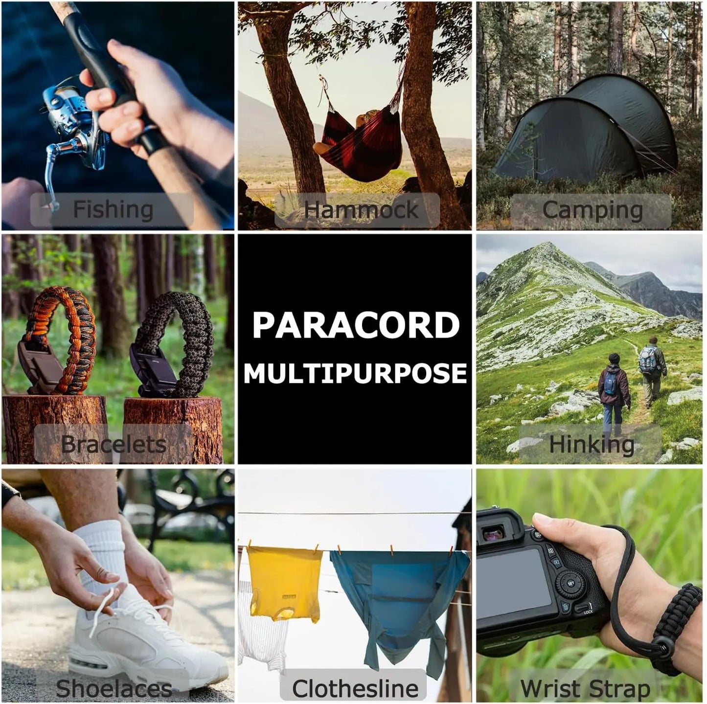 9 Core 650lb Paracord 30/50100m Dia.4mm Military Standard Parachute Rope Tent Accessories For Survival Bracelet DIY Making