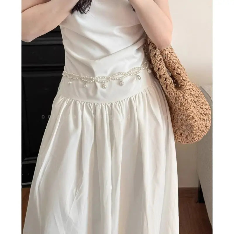 Luxury Elegant Butterfly Pearl Beaded Waist Chain for Women Layered Tassel Pearl Belt Elegant Waist Jewelry for Dresses & Skirts